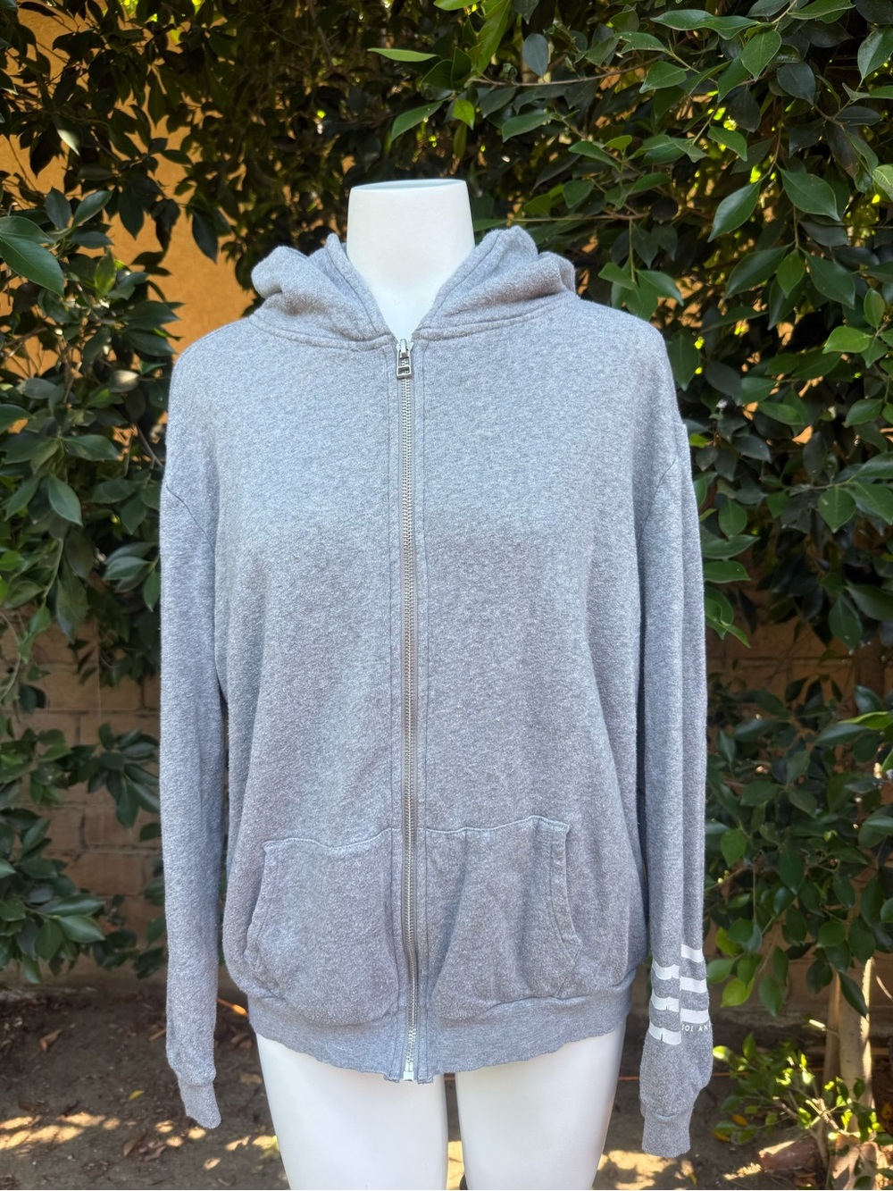 Sol Angeles Heather Gray Hooded Zip Sweatshirt